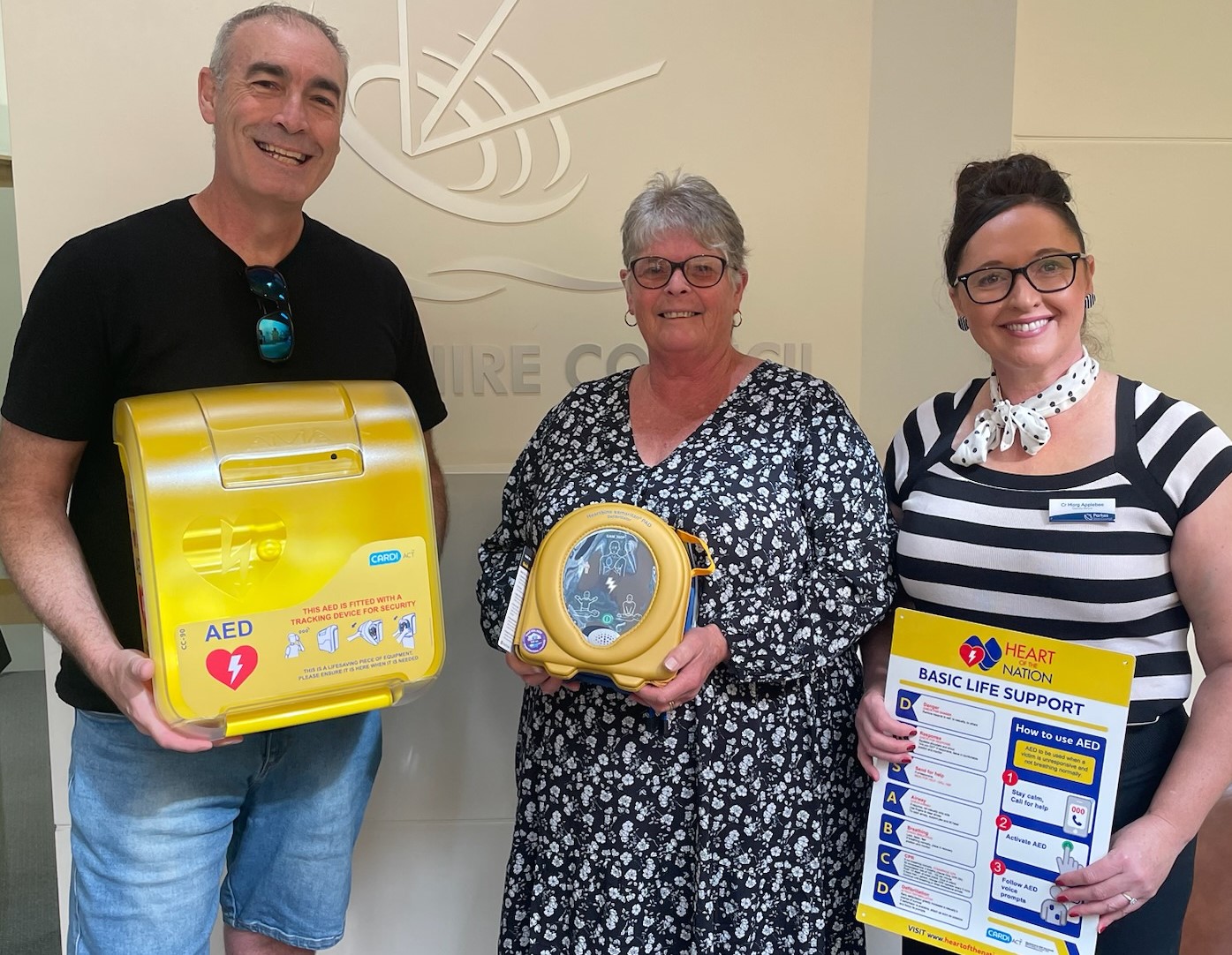 Greg Page Shelley Nutley and Marg Applebee AED Jan 2024